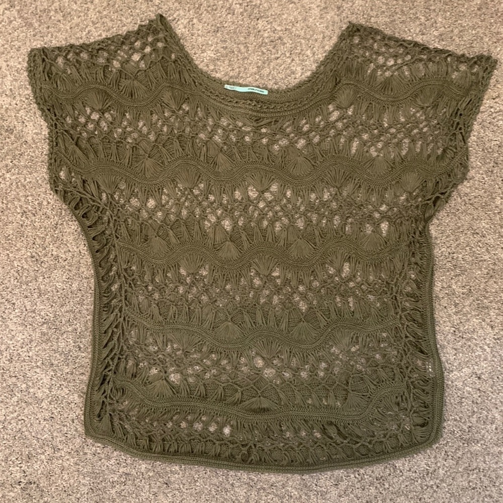 Maurices Olive Green Crochet Top